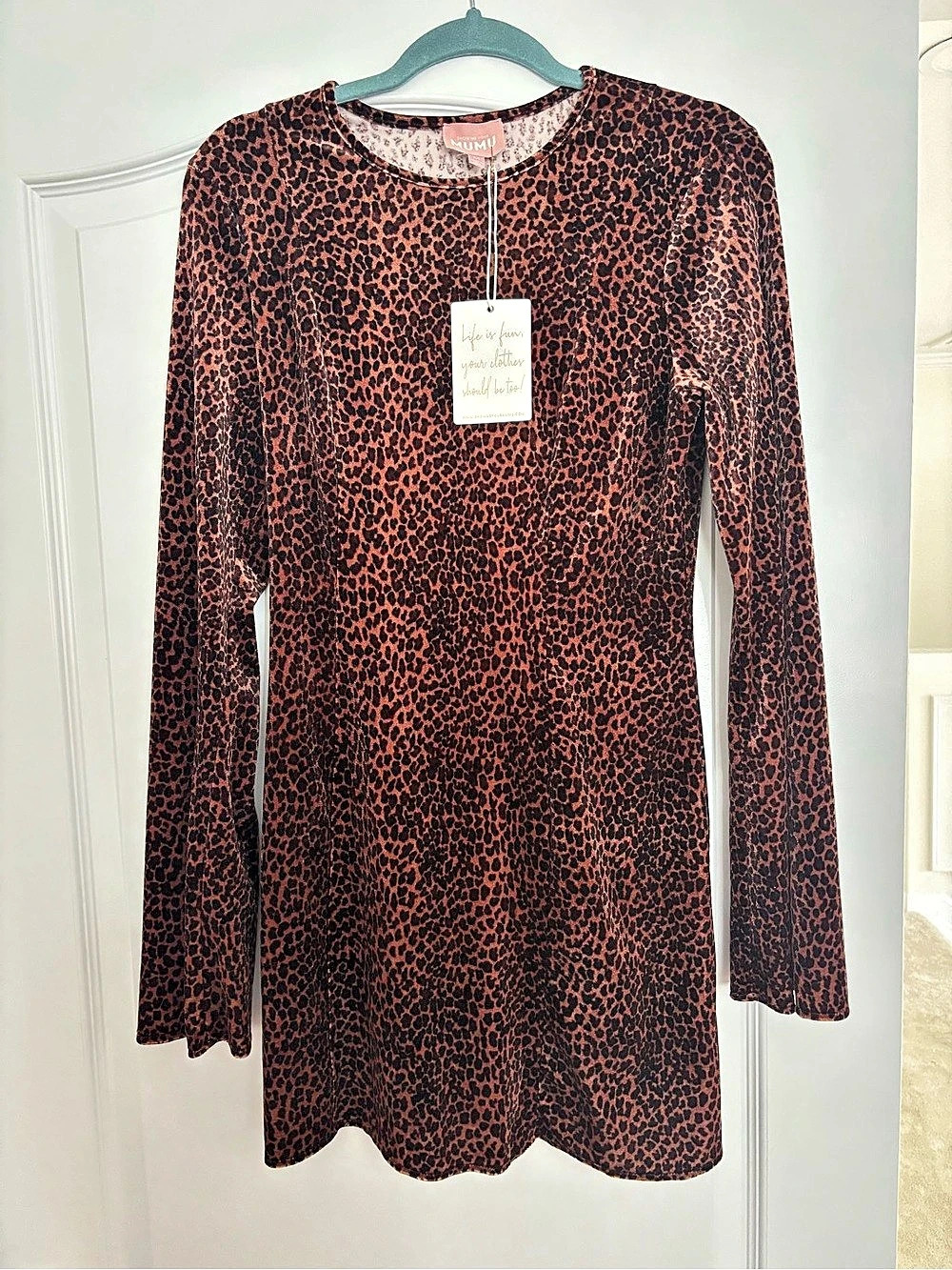 Leopard Print Long Sleeve Mini Dress NWT